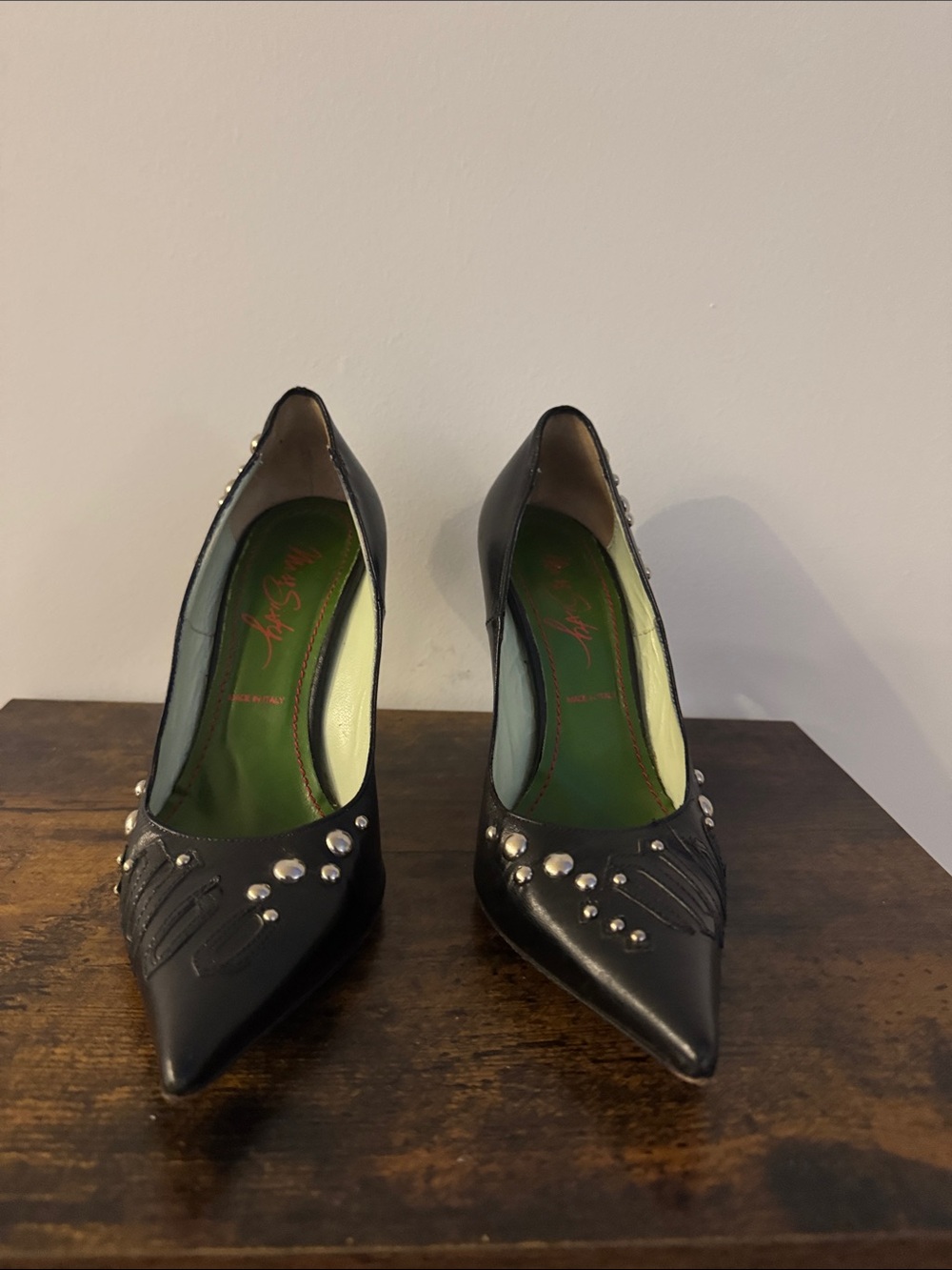 Miss Sixty Black Pointed Toe Studded Pumps